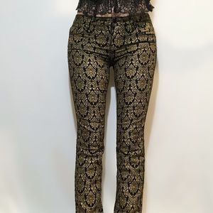 XXI Premium Denim black+gold jacquard skinny jeans